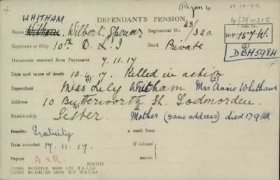 Thumbnail for 189/1000/WHI-WHI, Whitehouse J-Whiting D > Whitham, Wilbert Spencer (23/230)