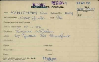 Thumbnail for 189/1000/WHI-WHI, Whitehouse J-Whiting D > Whitham, Wm (1419)