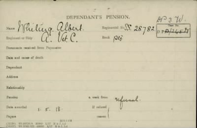 Thumbnail for 189/1000/WHI-WHI, Whitehouse J-Whiting D > Whiting, Albert (SS28782)