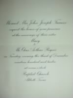 Charles Arthur Rogers & Mary Tennessee Turner Wedding Invitation