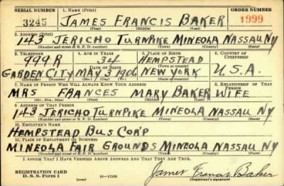 Thumbnail for James Francis > Baker, James Francis (1906)