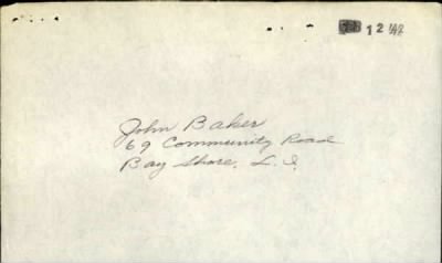 Thumbnail for John Frederick > Baker, John Frederick (1914)