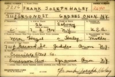 Thumbnail for Frank Joseph > Haley, Frank Joseph (1914)