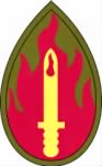 Thumbnail for PVT John Skrovan---63rd Infantry Division shoulder sleeve insignia Blood and Fire.png