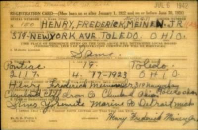 Thumbnail for Henry Fredrick > Meinen, Henry Fredrick (1923)