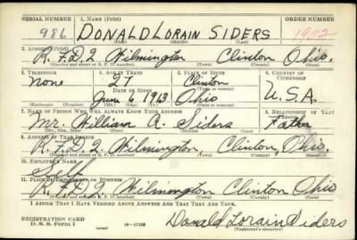 Thumbnail for Donald Lorain > Siders, Donald Lorain (1913)