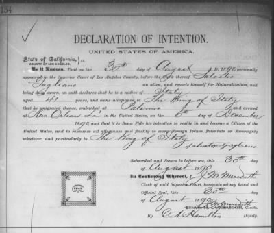 Thumbnail for Gagliano, Salvator > Declaration of Intention (1890)