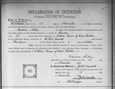 Aiken, Edward > Declaration of Intention (1890)