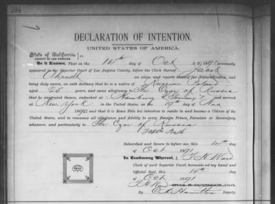 Ahrndt, Jacob > Declaration of Intention (1891)