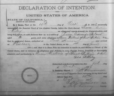 Thumbnail for Riley, George A > Declaration of Intention (1888)