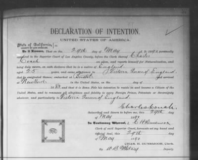 Thumbnail for Couch, Charles > Declaration of Intention (1890)