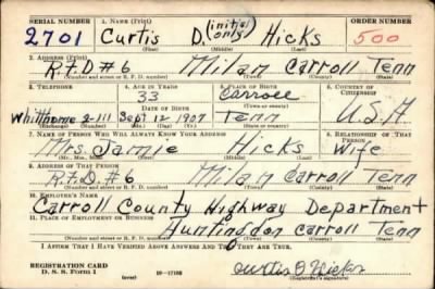 Thumbnail for Curtis D > Hicks, Curtis D (1907)