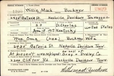 Thumbnail for Willie Mack > Buckner, Willie Mack (1917)