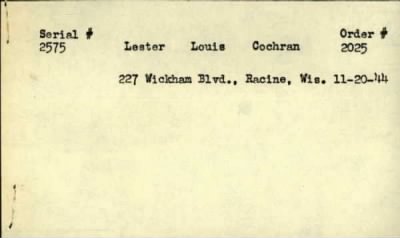 Thumbnail for Lester Louis > Cochran, Lester Louis (1916)