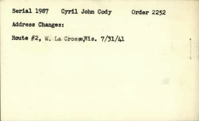 Thumbnail for Cyril John > Cody, Cyril John (1912)