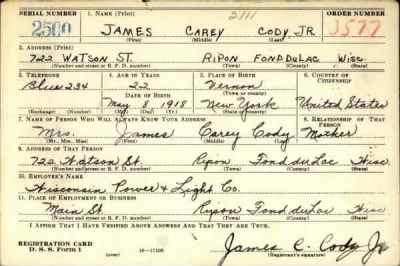 Thumbnail for James Carey > Cody, James Carey (1918)