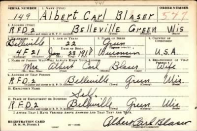 Thumbnail for Albert Carl > Blaser, Albert Carl (1918)