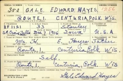 Thumbnail for Gale Edward > Hayes, Gale Edward (1906)