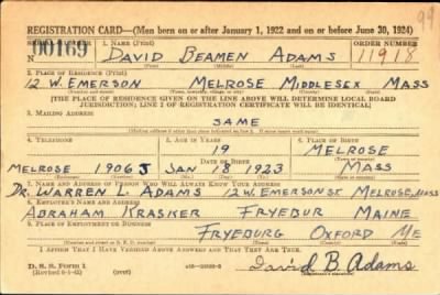 Thumbnail for David Beamen > Adams, David Beamen (1923)