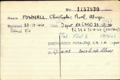 Christopher Noel Alwgn > Pownall, Christopher Noel Alwgn (1157830)