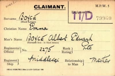 Thumbnail for 013/0048/BOY-BRA > Boyce, Albert Edward (2275)