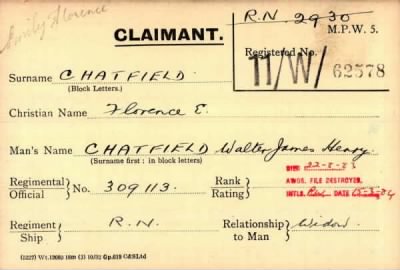 Thumbnail for 015/0079/CHA-CHA > Chatfield, Walter James Henry (309113)