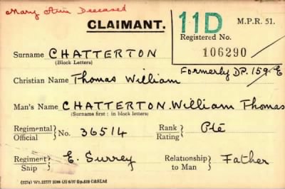 Thumbnail for 015/0079/CHA-CHA > Chatterton, William Thomas (36514)