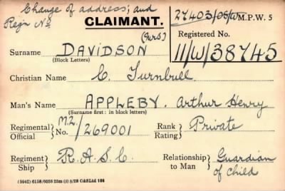 Thumbnail for 019/0112/DAV-DAV > Appleby, Arthur Henry (MZ/269001)