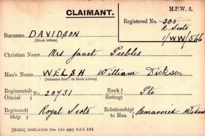 Thumbnail for 019/0112/DAV-DAV > Welsh, William Dickson (20731)