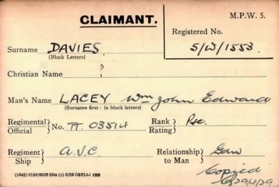 Thumbnail for 019/0112/DAV-DAV > Lacey, Wm John Edward (TT 03514)