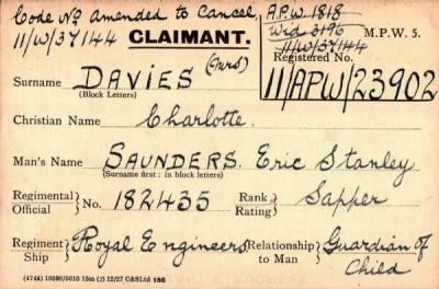 Thumbnail for 019/0112/DAV-DAV > Saunders, Eric Stanley (182435)