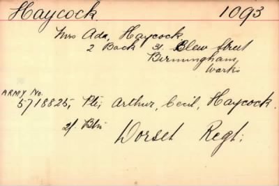 Thumbnail for 033/0191/HAW-HAY > Haycock, Arthur Cecil (5/18825)