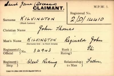 Thumbnail for 040/0238/KID-KIN > Kilvington, Reginald John (34943)