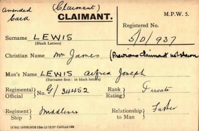 Thumbnail for 042/0252/LEW-LEW > Lewis, Alfred Joseph (34452)