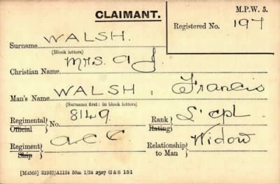 Thumbnail for 070/0445/WAL-WAL > Walsh, Francis (8149)