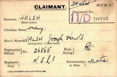 Thumbnail for 070/0445/WAL-WAL > Walsh, Joseph Harold (26865)