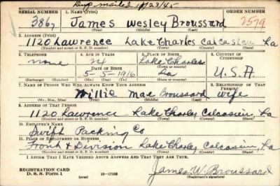 Thumbnail for James Wesley > Broussard, James Wesley (1916)