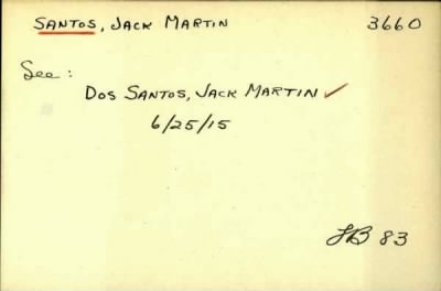 Thumbnail for Jack Edward > Santos, Jack Edward (1925)