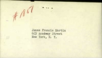 Thumbnail for James Francis > Martin, James Francis (1910)