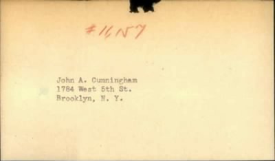 Thumbnail for John A > Cunningham, John A (1899)