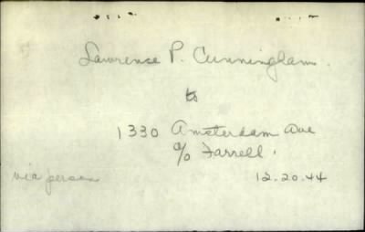 Thumbnail for Lawrence Patrick > Cunningham, Lawrence Patrick (1897)