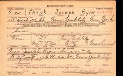 Thumbnail for Frank Joseph > Ryan, Frank Joseph (1920)