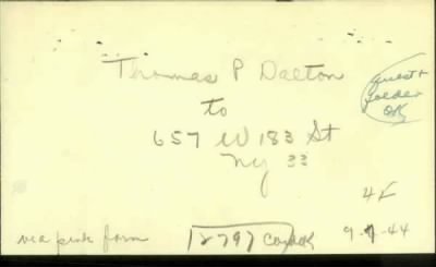 Thumbnail for Thomas Patrick > Dalton, Thomas Patrick (1916)