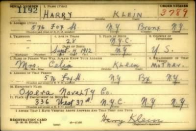 Thumbnail for Harry > Klein, Harry (1912)