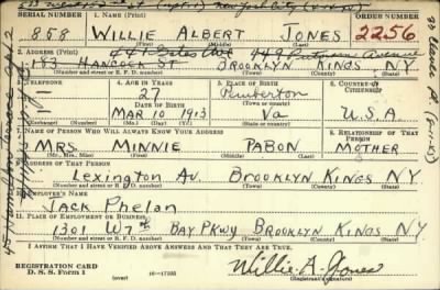 Thumbnail for Willie Albert > Jones, Willie Albert (1913)