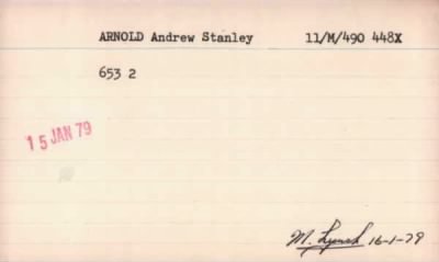 Thumbnail for 003/0018/ARM-ARR > Arnold, Andrew Stanley (653 2)