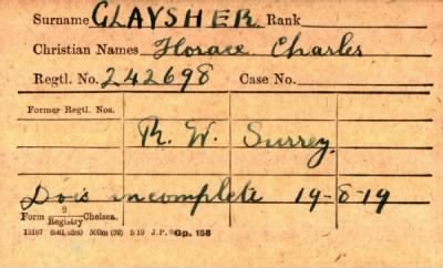 Thumbnail for 045/0155/CLA-CLA > Claysher, Horace Charles (242698)