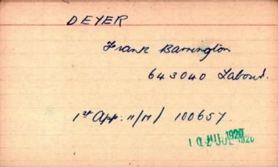 Thumbnail for 062/0223/DEV-DIA > Deyer, Frank Barrington (643040)