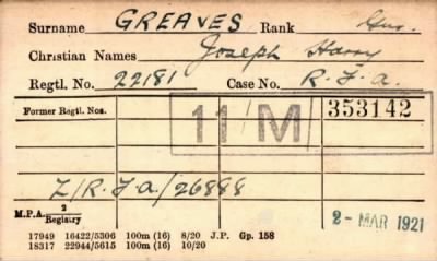 Thumbnail for 090/0336/GRA-GRE > Greaves, Joseph Harry (22181)