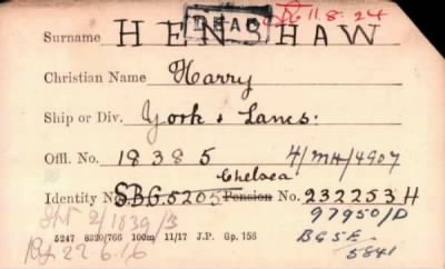 Thumbnail for 102/0389/HEN-HER > Henshaw, Harry (18385)